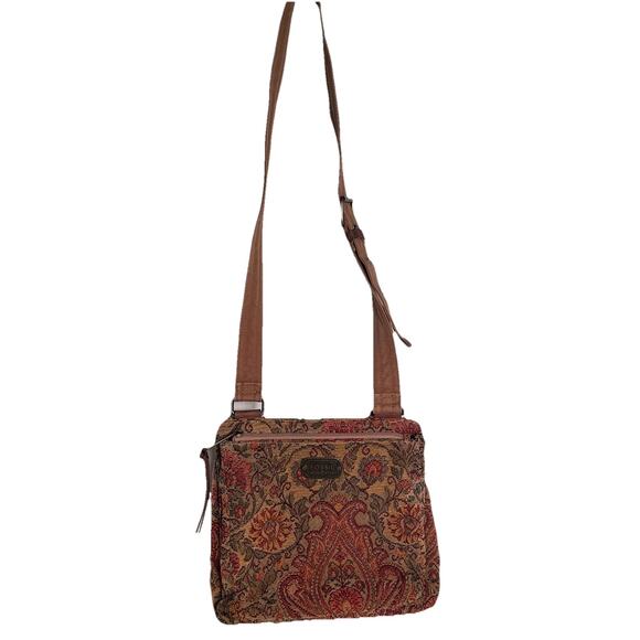 Fossil Crossbody Purse Paisley Tapestry Twill Shoulder Bag Boho Hippie Y2K - Picture 4 of 16